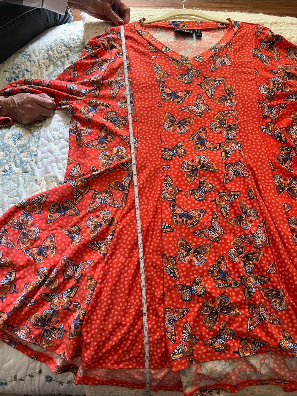 Attitudes by Renee Orange Butterfly Print V-neck Tunic - Picture 12 of 13